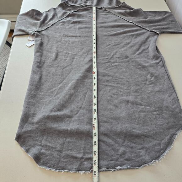 U.S. Apparel Hooded Sweatshirt Women's L Gray V-Neck Raw Hem Long Sleeve NWT - Picture 8 of 15